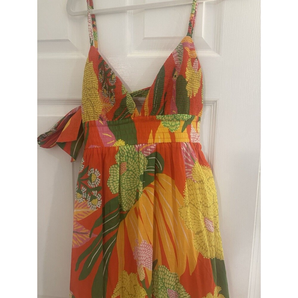 Farm Rio Tiered Bright Floral Cotton Maxi Dress NWOT - Picture 2 of 5